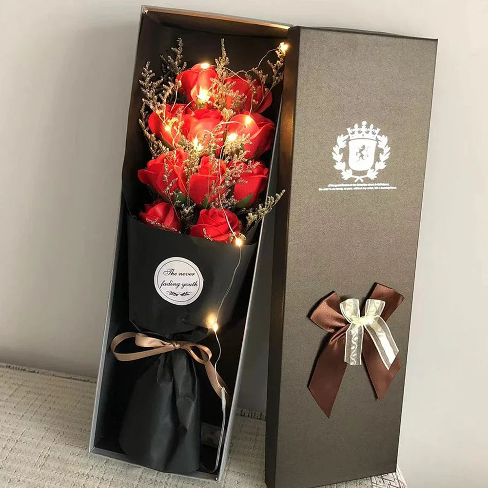 Lighted Soap Rose Bouquet Gift Box for Valentine's Day