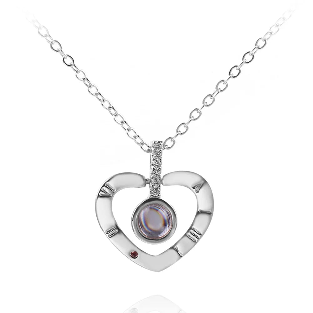 100 Languages Love Projection Heart Necklace