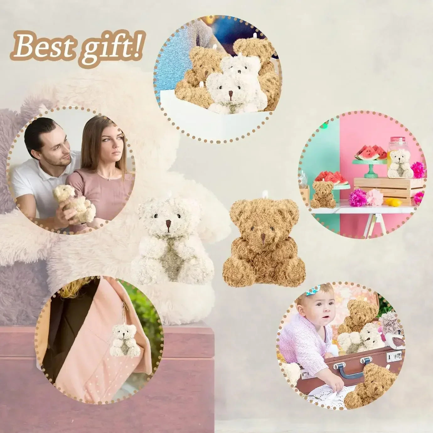 Mini Teddy Bear Plush Toys 4 Inch - Soft Stuffed Bears for Party Favors and DIY Gifts