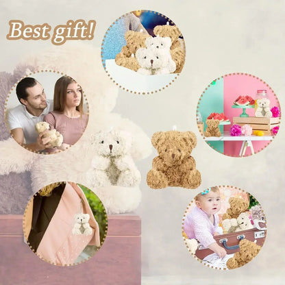 Mini Teddy Bear Plush Toys 4 Inch - Soft Stuffed Bears for Party Favors and DIY Gifts