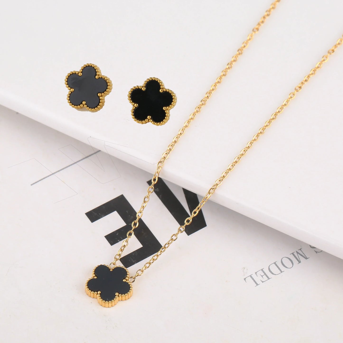 Gold Plated Five Leaf Flower Adjustable Bracelet