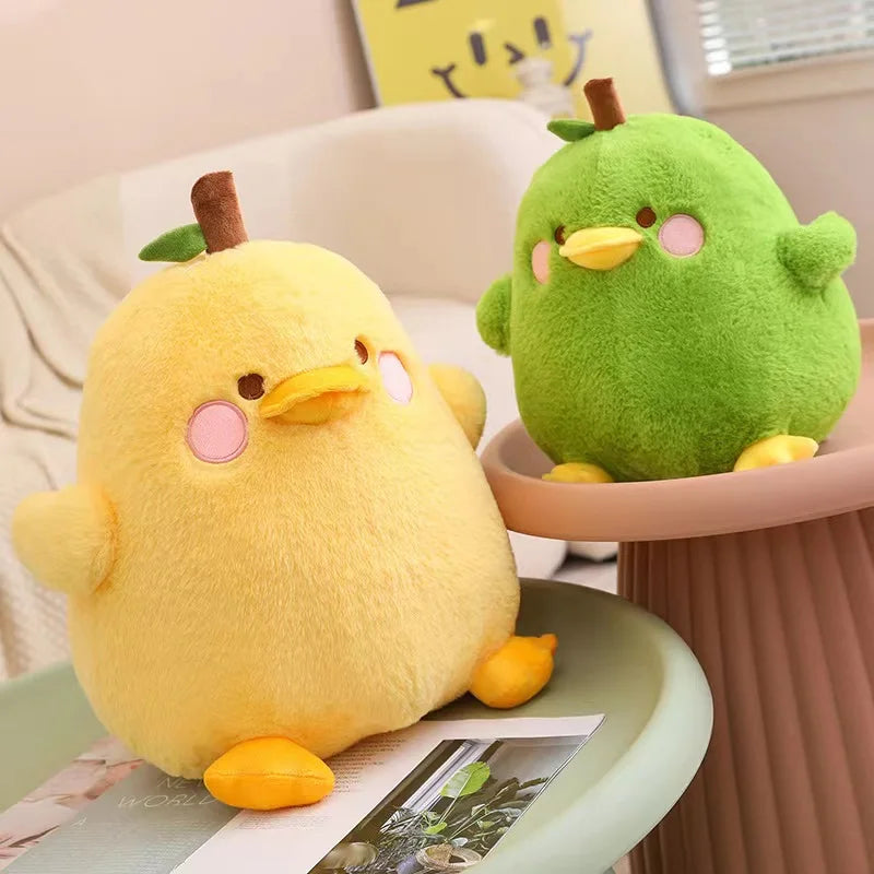 Cute Duck & Pear Plush Toy: 2-in-1 Pillow for Kids' Fun!