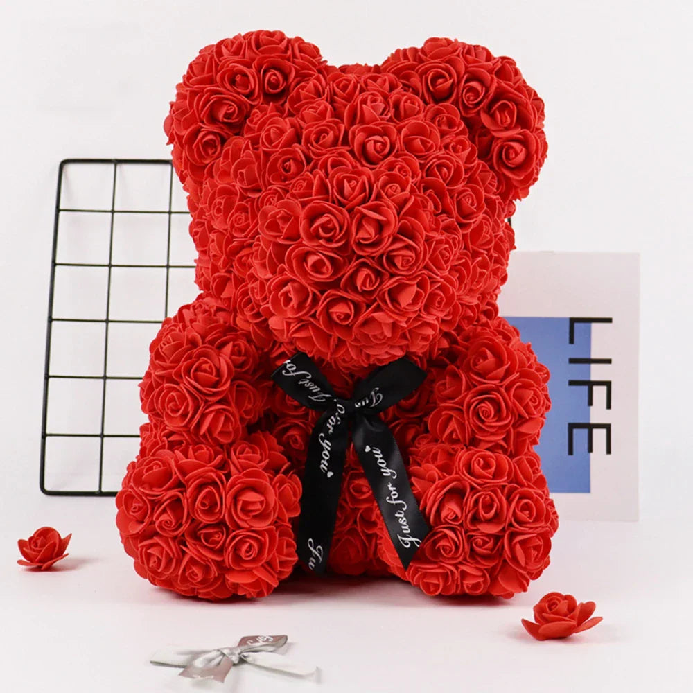 Lighted Rose Flower Teddy Bear 25cm Gift Box Edition