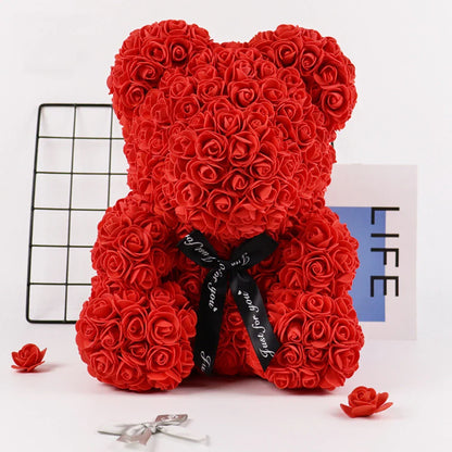 Lighted Rose Flower Teddy Bear 25cm Gift Box Edition