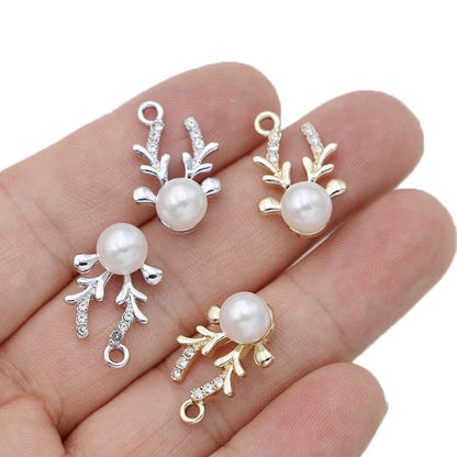Crystal Pearl Deer Charm Set for Jewelry Making
