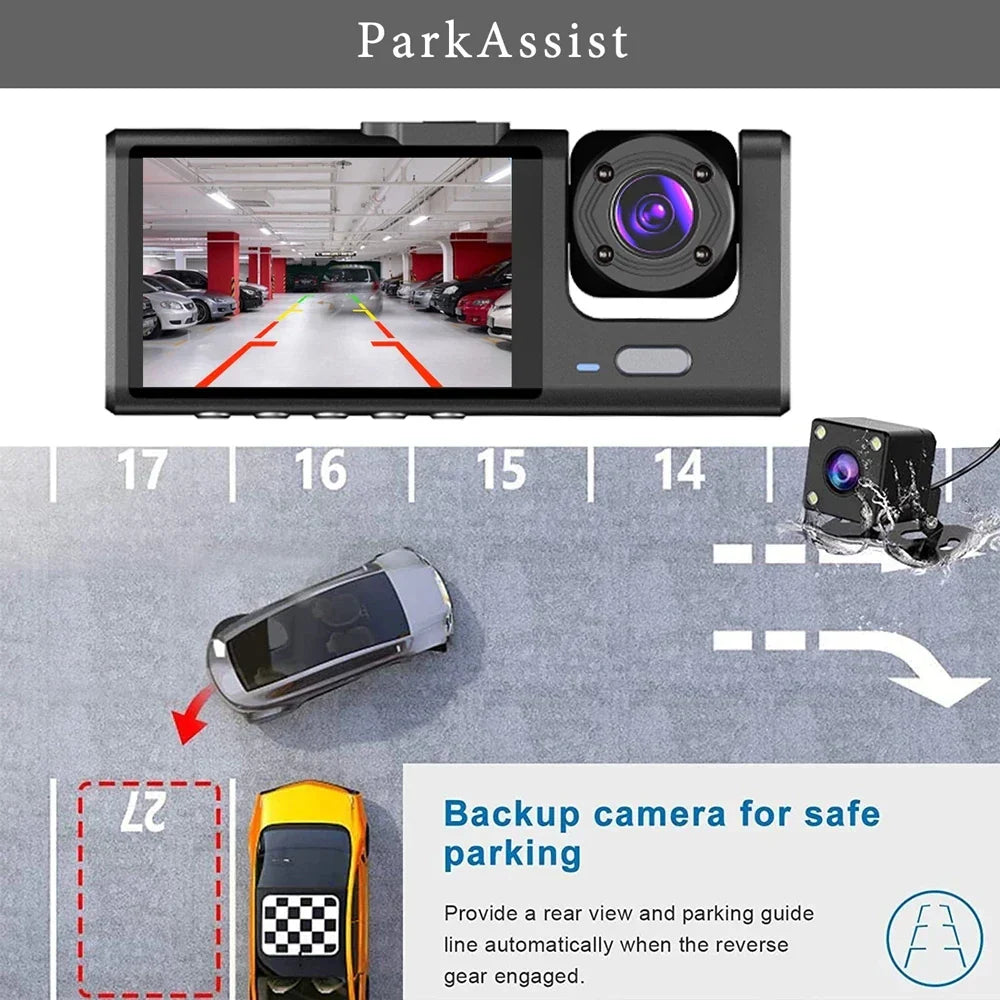Three Channel Car Hd Dashcam