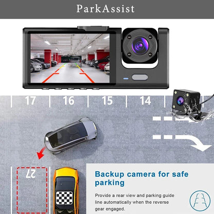 Three Channel Car Hd Dashcam