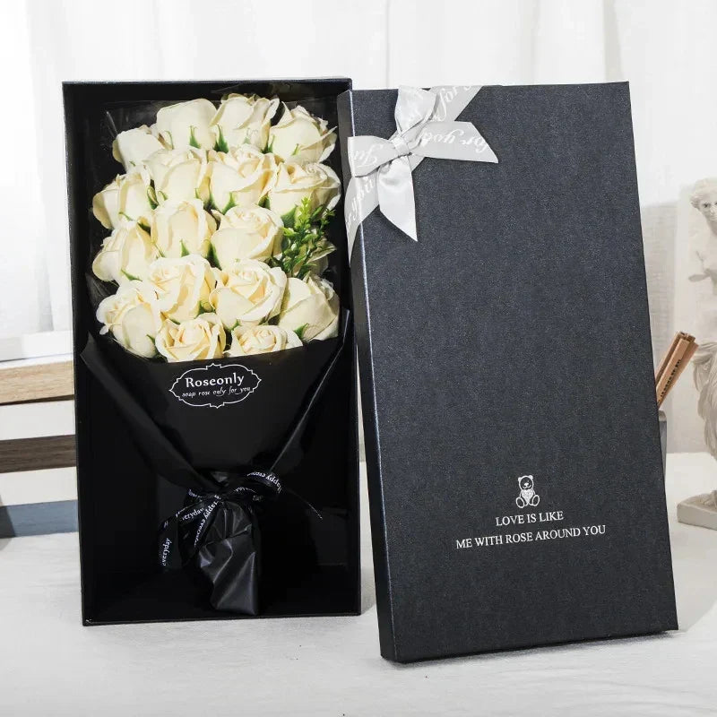 Artificial Soap Rose Bouquet in Gift Box for Valentine's Day and Special Occasions