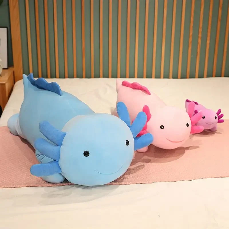 Giant Axolotl Plush Toy Colorful Stuffed Salamander Long Pillow for Kids