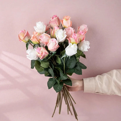 10-Piece Real Touch Moisturizing Rose Bud Artificial Flowers for Wedding and Home Decor