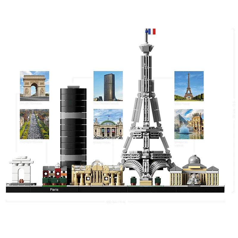 694PCS Arc De Triomphe Eiffel Tower Architecture Pairs Building Blocks