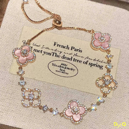 Pink Floral Charm Bracelet