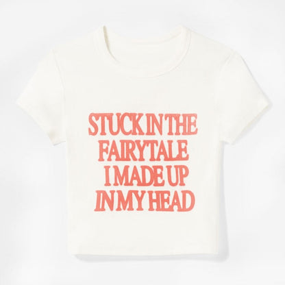 Letter Red Printed White Tee