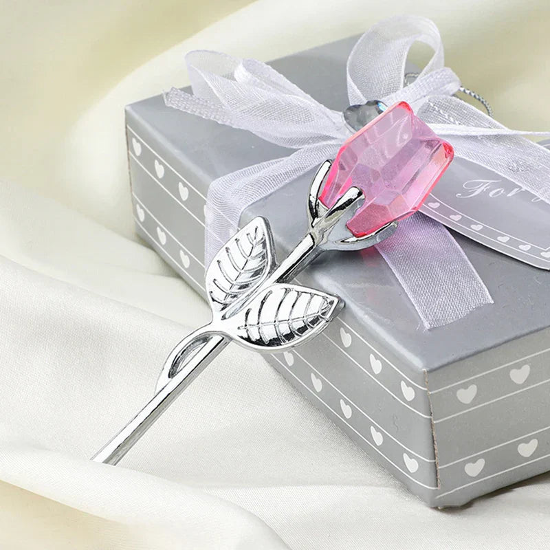 Crystal Glass Rose Ornament in Gift Box