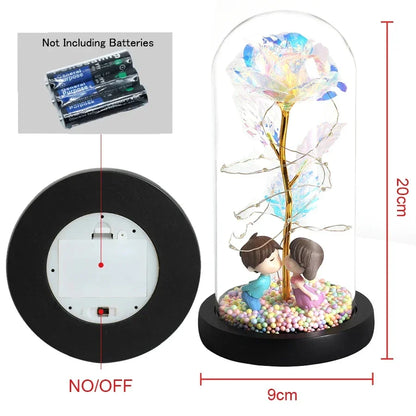 LED Enchanted Galaxy Rose in Glass Dome with Fairy Lights for Valentine's Day and Christmas
