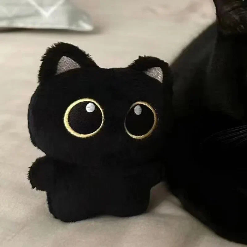 Cute 10cm Black Cat Plush Toy - Cuddly Pendant for Kids' Gifts