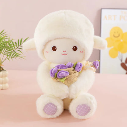 Rose Bouquet Sheep Plush Toy Cute Hugging Lamb Gift