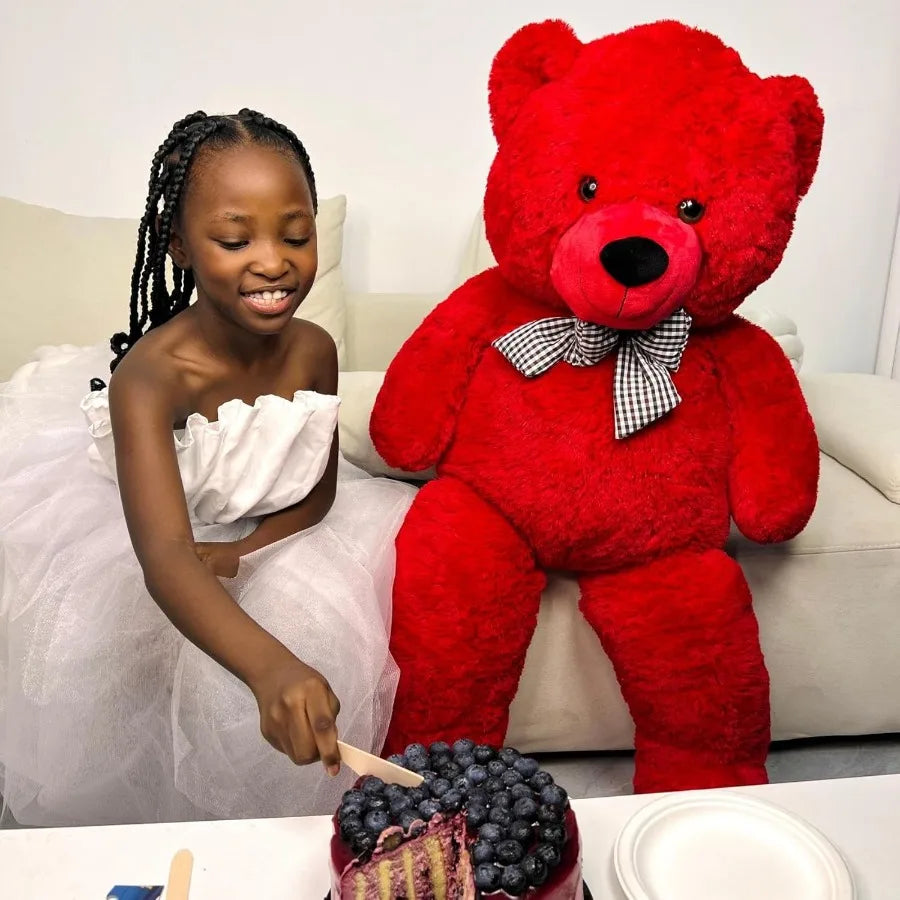 47-Inch Giant Red Teddy Bear Plush Toy Soft and Fluffy Stuffed Animal for Gifts