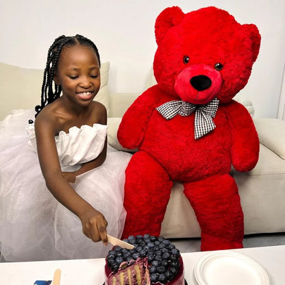 47-Inch Giant Red Teddy Bear Plush Toy Soft and Fluffy Stuffed Animal for Gifts