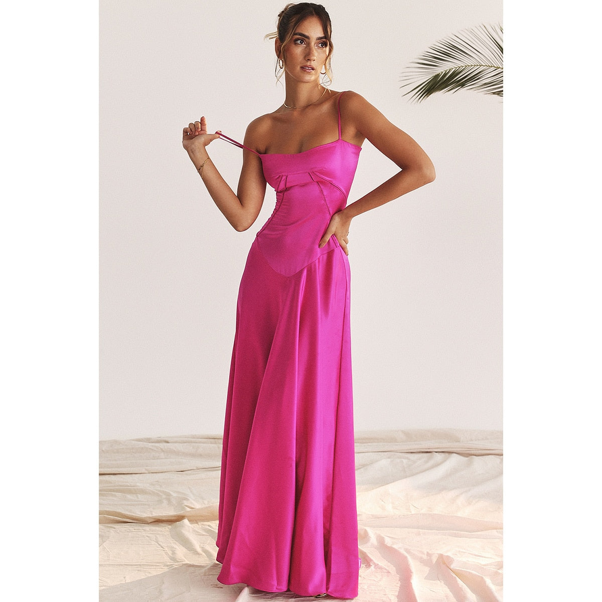 Satin Back Tie-Up Maxi Dress