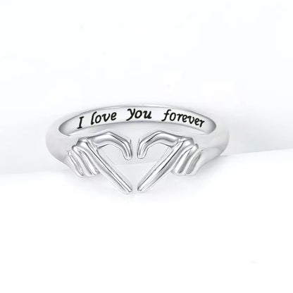 Heart Hand Hug Adjustable Ring for Couples