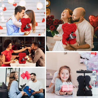 Rose Teddy Bear with Artificial Flowers - Romantic Gift for Girlfriend, Wife, or Mom