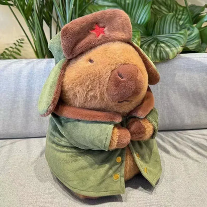 25cm Kapibara Plush Toy with Jacket Soft Stuffed Animal Doll for Gifts