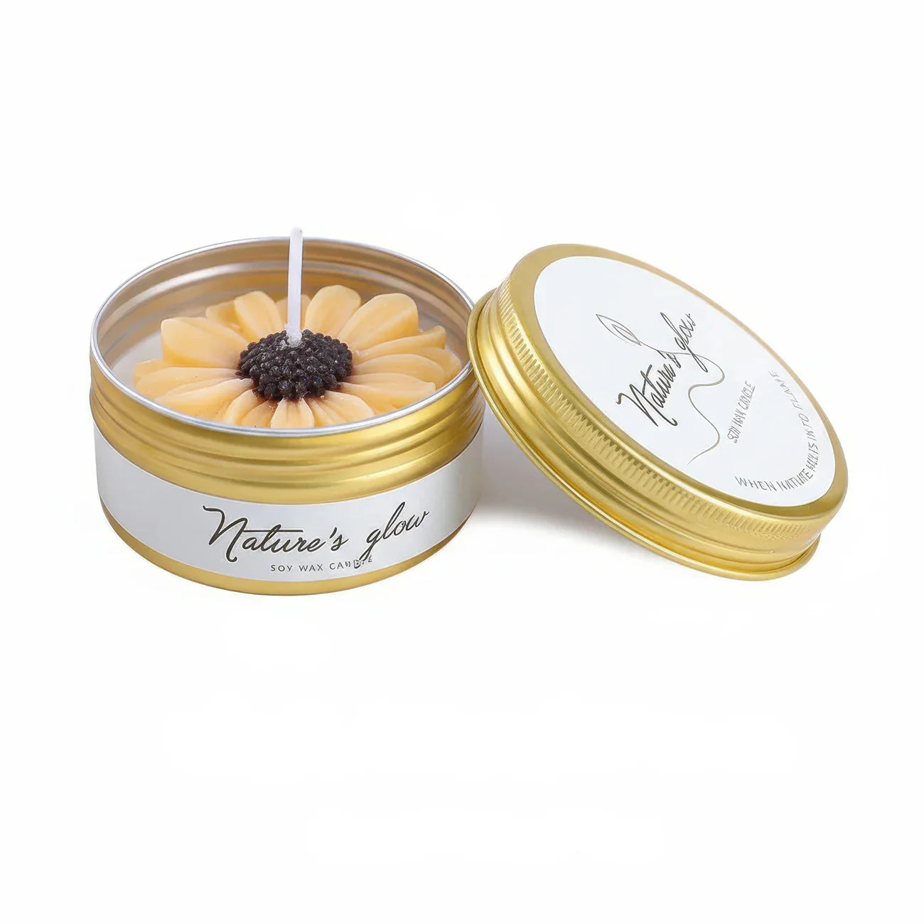 Chamomile Scented Soy Wax Candle in Flower Tin