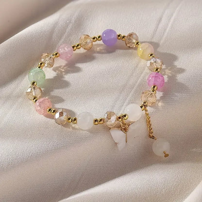 Purple Butterfly Beaded Stretch Bracelet