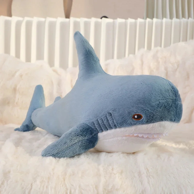Cute Gray Blue Shark Plush Toy - Soft Stuffed Sea Animal Pillow for Kids
