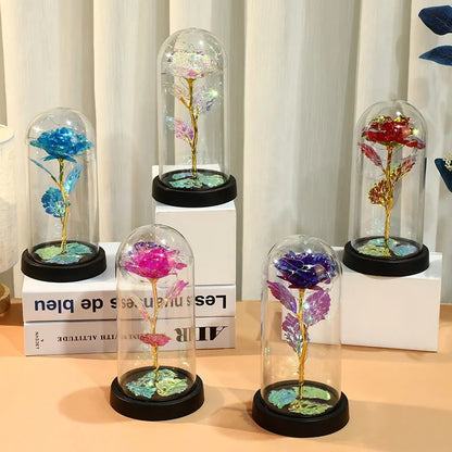 Galaxy Eternal Rose in Dome with LED Lights - Romantic Gift for Valentine's Day, Mother's Day, Wedding