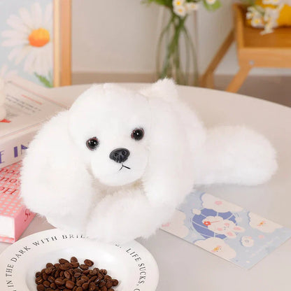 Soft & Cuddly 30CM Prone Simulation Dog Plush Toy for Warm Companionship