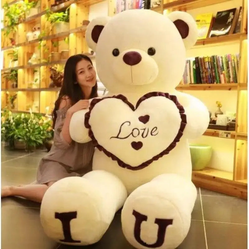 80/100cm I Love You Teddy Bear Plush - Large Soft Stuffed Toy for Kids, Girlfriend, or Valentine's Day