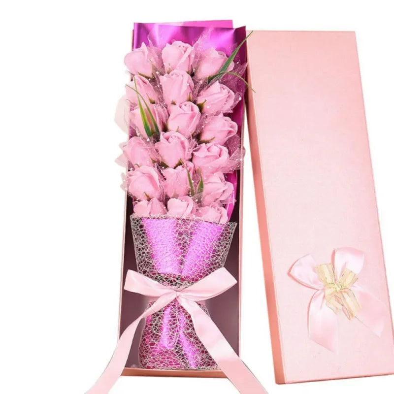 18PCS Soap Flower Bouquet Gift Box for Valentine's Day