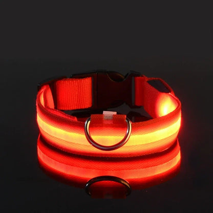 LED Nylon Dog Collar Night Safety Flashing Glow Luminous