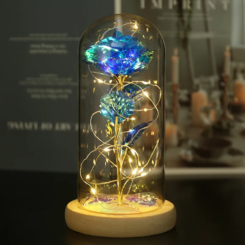 Eternal Rose LED Light in Glass Dome for Romantic Gifts