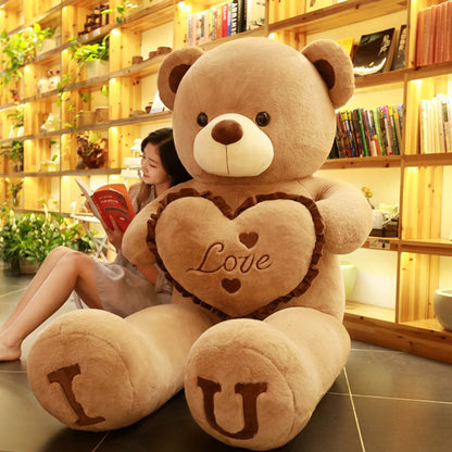 80/100cm I Love You Teddy Bear Plush - Large Soft Stuffed Toy for Kids, Girlfriend, or Valentine's Day
