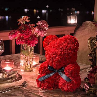 Eternal Rose Teddy Bear with Gift Box and Warm Lights