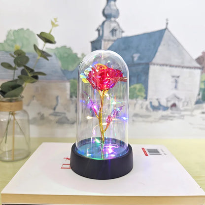 Eternal Rose Lamp LED Artificial Silk Flower Creative Gift for Valentine's Day and Mother's Day
