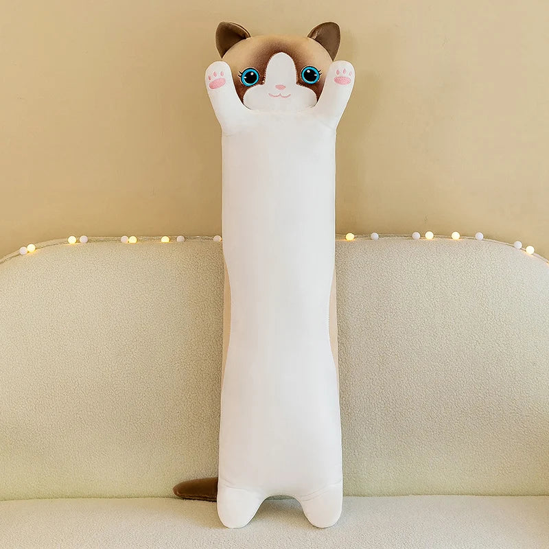 Kawaii Long Cat Plush Doll - Soft Stuffed Animal Pillow for Home Decor