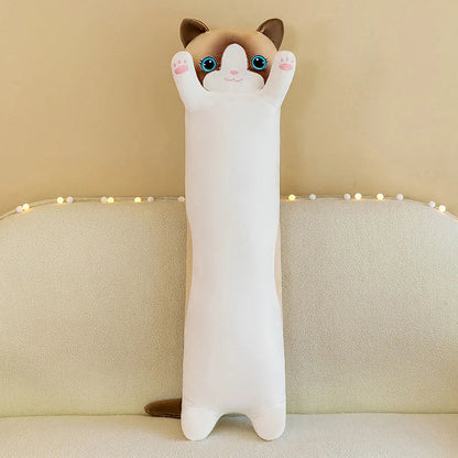 Kawaii Long Cat Plush Doll - Soft Stuffed Animal Pillow for Home Decor