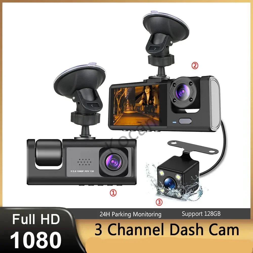 Three Channel Car Hd Dashcam