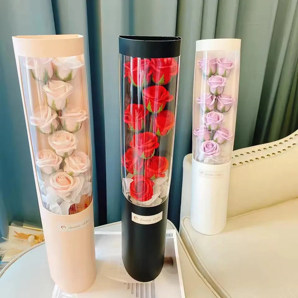 Charming Rose Bouquet Soap Flower Gift Box with LED Light for Valentine's Day and Special Occasions