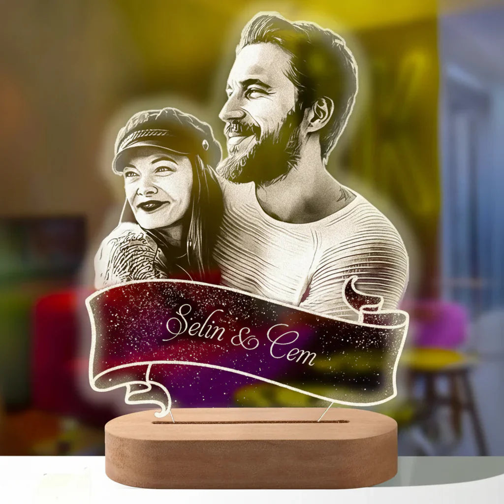Personalized 3D Photo Night Light with Custom Text