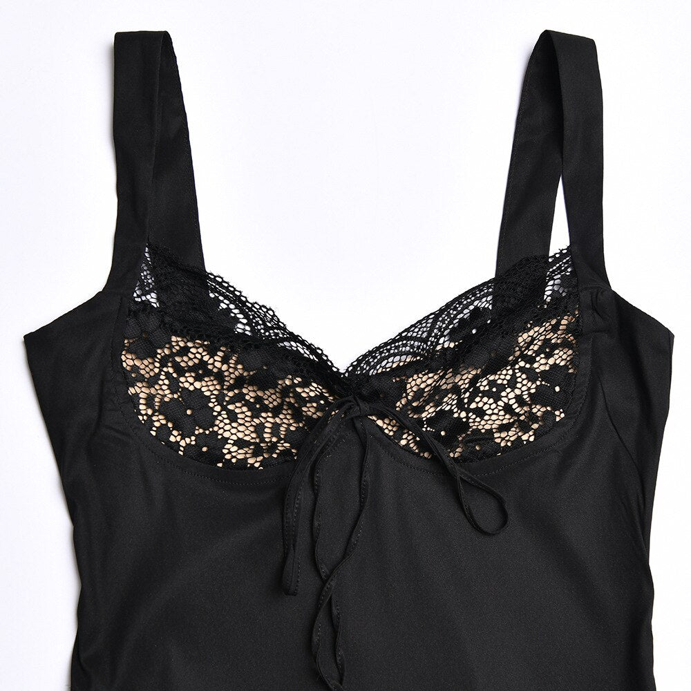 Lace Cupped Satin Mini Dress