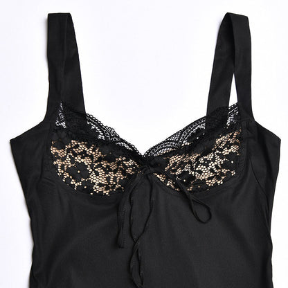 Lace Cupped Satin Mini Dress