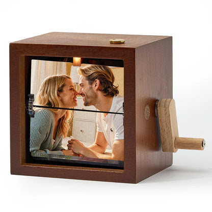 Personalized Hand Crank Photo Flip Box with Light