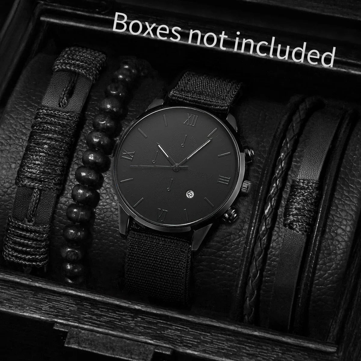 Men's Quartz Watch and Bracelet Set 4 or 5 Pieces