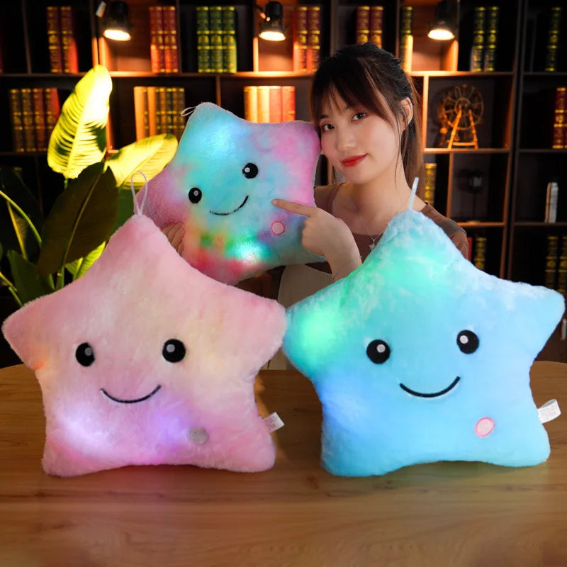 Luminous Star Plush Pillow - Soft, Colorful LED Cushion for Kids
