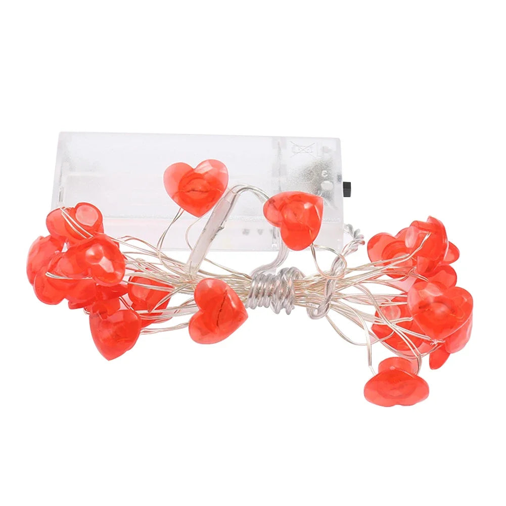 Red Heart LED String Lights for Valentine's Day Decor